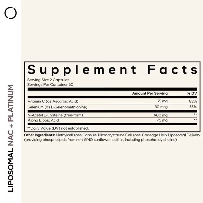 Codeage Liposomal Nac+ Platinum, Suport Avansat Pentru Detoxifiere Si Imunitate, 120 Cps