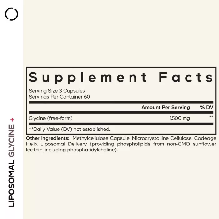 Codeage Liposomal Glycine+, Glicina Lipozomala Pentru Somn, Regenerare Si Sanatate Cognitiva, 180 Cps