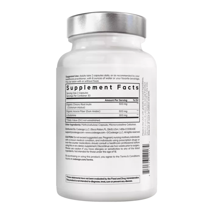 Codeage Amen Prebiotic Fiber+, Fibre Prebiotice Premium Pentru Echilibru Digestiv, 60 Cps