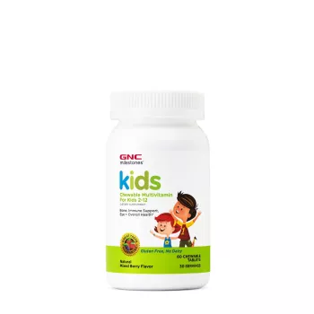 Milestones Kids, Multivitamine Pentru Copii 2-12 Ani, Cu Aroma Naturala De Fructe De Padure (60 Tablete), GNC Milestones Kids, Multivitamine Pentru Copii 2-12 Ani, Cu Aroma Naturala De Fructe De Padure (60 Tablete), GNC