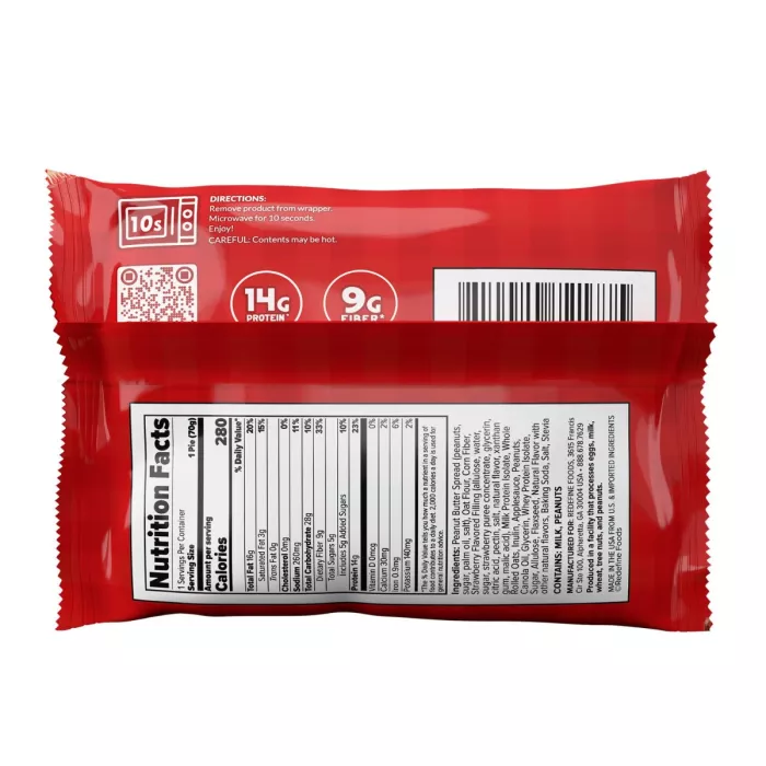 Redefine Foods Oatmeal Protein Pie, Prajitura Proteica Cu Ovaz Cu Aroma De Unt De Arahide Si Gem De Capsuni, 70g