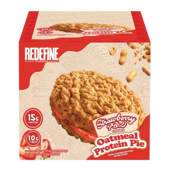 Redefine Foods Oatmeal Protein Pie, Prajitura Proteica Cu Ovaz Cu Aroma De Unt De Arahide Si Gem De Capsuni, 70g