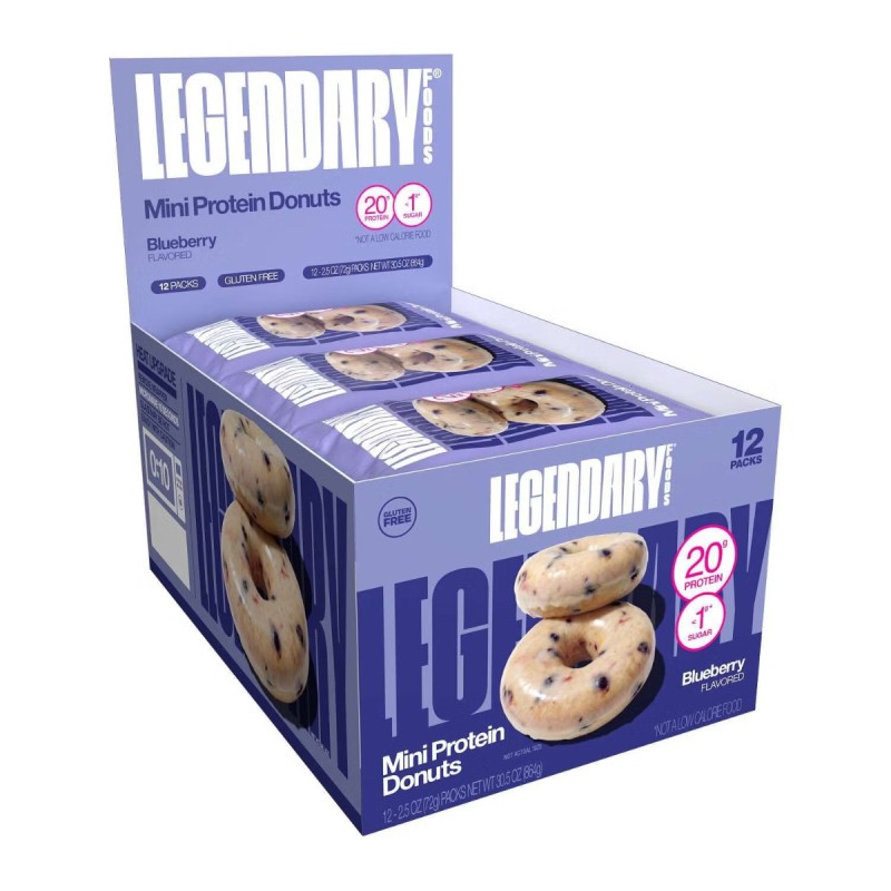 Legendary Foods Mini Protein Donuts Blueberry, Mini Gogosi Proteice Cu Aroma De Afine, 72 G