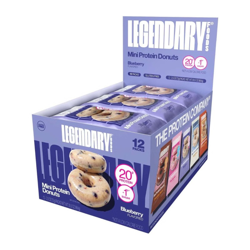 Legendary Foods Mini Protein Donuts Blueberry, Mini Gogosi Proteice Cu Aroma De Afine, 72 G