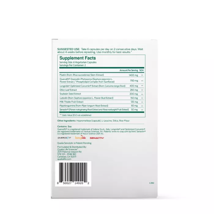 Qualia Life Sciences, Qualia Senolytic, Supliment Avansat Pentru Sanatate Celulara Si Longevitate, 12 Cps Qualia Life Sciences, Qualia Senolytic, Supliment Avansat Pentru Sanatate Celulara Si Longevitate, 12 Cps