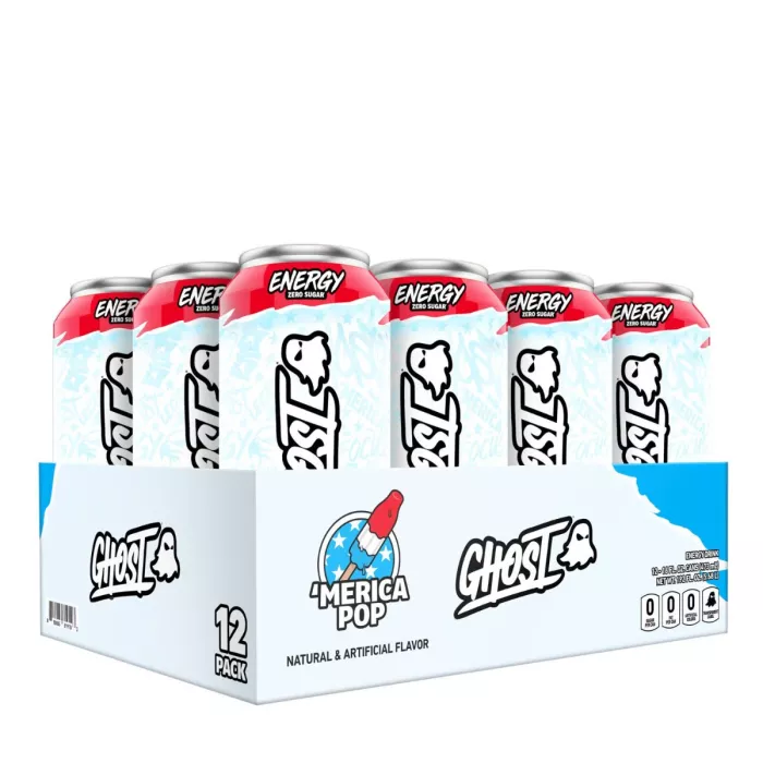 Ghost Energy Drink With ‘merica Pop Flavor, Bautura Energizanta Cu Aroma De ‘merica Pop, 473 Ml