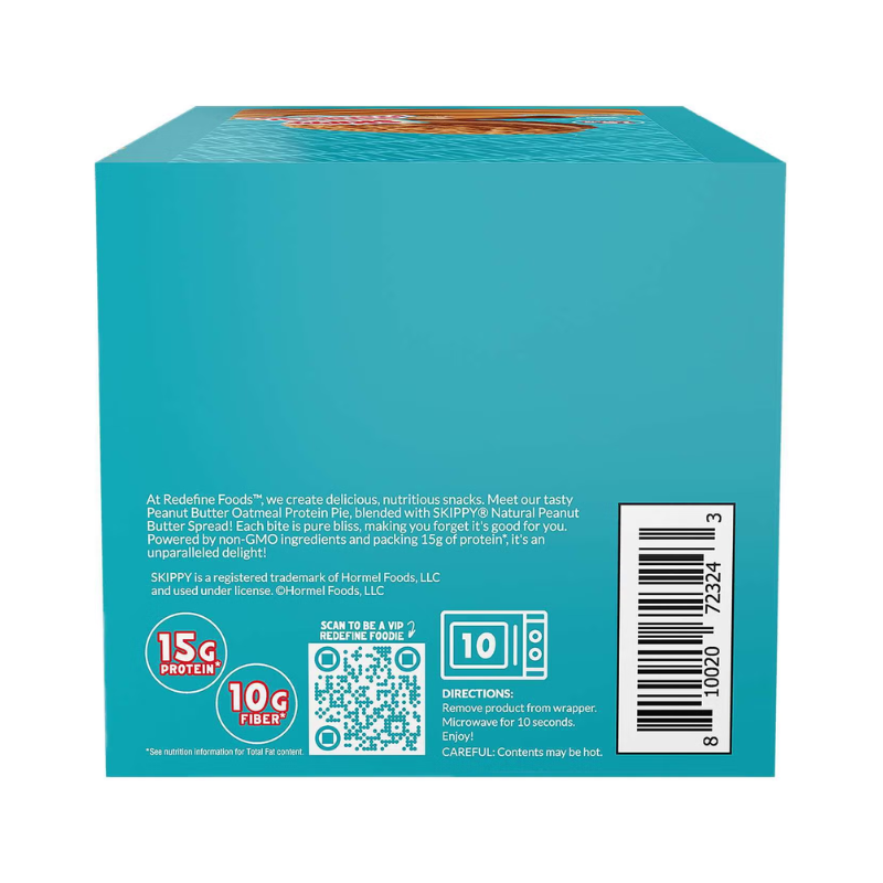 Redefine Foods Skippy Oatmeal Protein Pie, Placinta Proteica Cu Aroma De Unt De Arahide, 70 G