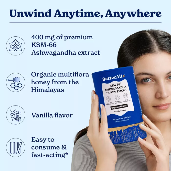 Better Alt Ksm-66 Ashwagandha Honey Sticks, Pliculete De Ashwagandha Si Miere, 30 Pliculete Better Alt Ksm-66 Ashwagandha Honey Sticks, Pliculete De Ashwagandha Si Miere, 30 Pliculete