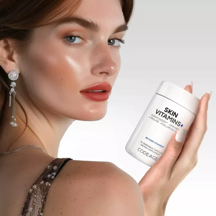 Codeage Skin Vitamins+, Formula Avansata Pentru Hidratare, Elasticitate Si Stralucire Naturala A Pielii, 30 Cps