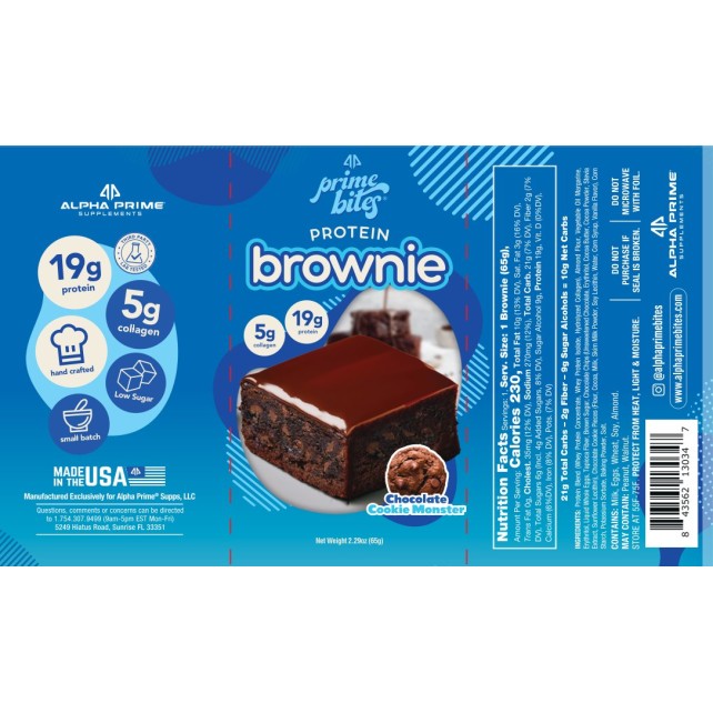 Alpha Prime Protein Cake, Prajitura Proteica Cu Aroma De Fursec Cu Ciocolata, 65 G