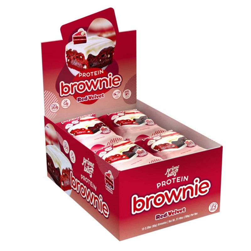 Alpha Prime Protein Brownie, Red Velvet, Prajitura Proteica Cu Aroma De Red Velvet, 65 G