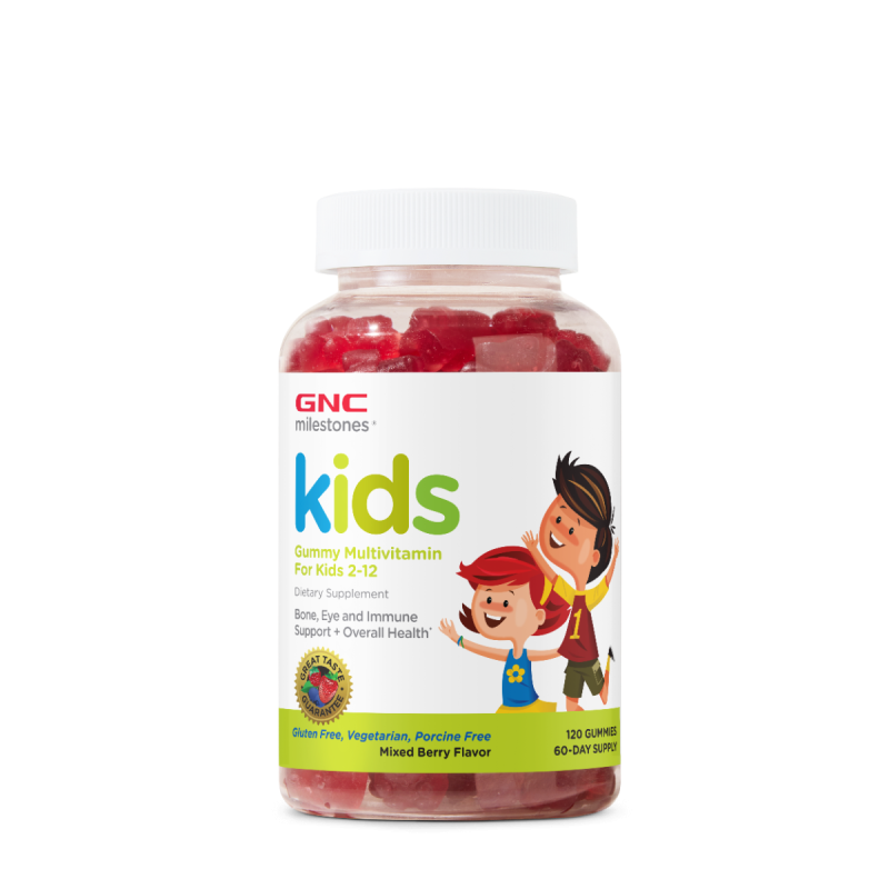 Gnc Milestones Kids Multivitamin Gummy, Multivitamine Pentru Copii 2-12 Ani Cu Aroma De Fructe De Padure, 120 Jeleuri