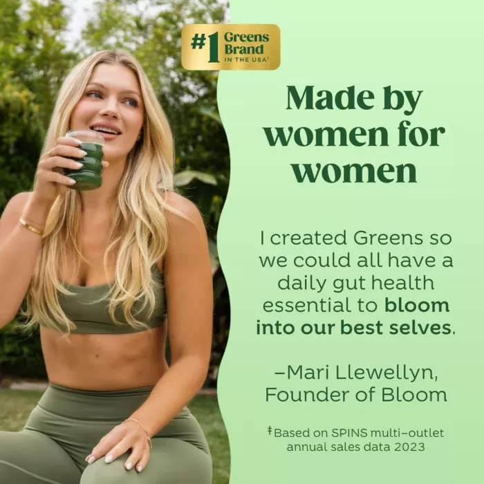 Bloom Greens & Superfoods, Amestec De Super-alimente Verzi Cu Aroma De Fructul Pasiunii Si Portocala, 141 G