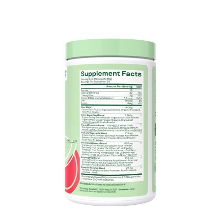 Bloom Greens & Superfoods Watermelon, Pulbere Nutritiva Cu Aroma De Pepene Verde, Suport Pentru Energie Si Detoxifiere, 142 G