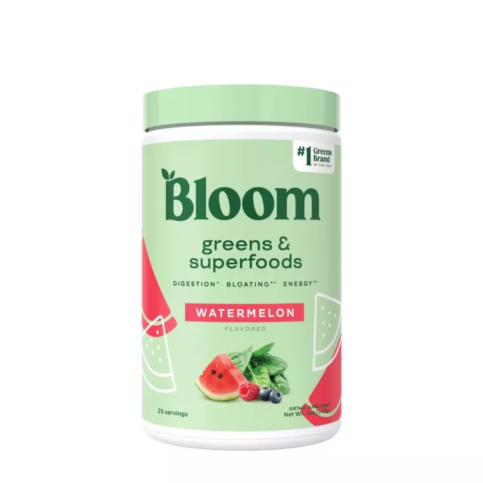 Bloom Greens & Superfoods Watermelon, Pulbere Nutritiva Cu Aroma De Pepene Verde, Suport Pentru Energie Si Detoxifiere, 142 G