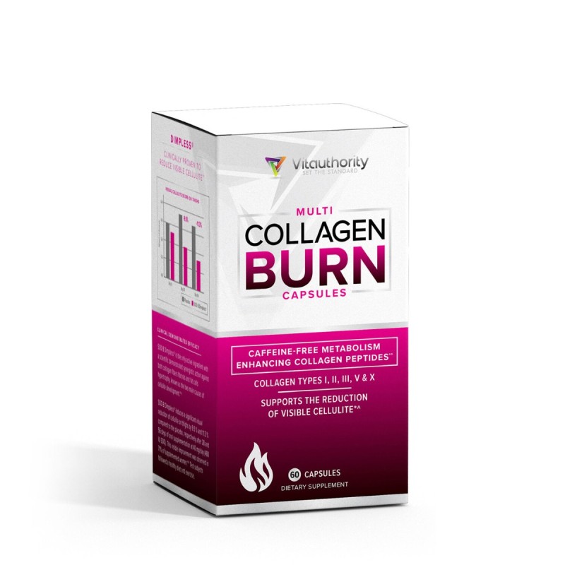 Vitauthority - Multi Collagen Burn: Caffeine-free Metabolism Enhancing Collagen Peptides, Formula Pentru Reducerea Celulitei Si Arderea Grasimilor, 60 Cps