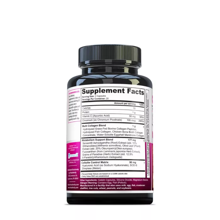 Vitauthority - Multi Collagen Burn: Caffeine-free Metabolism Enhancing Collagen Peptides, Formula Pentru Reducerea Celulitei Si Arderea Grasimilor, 60 Cps