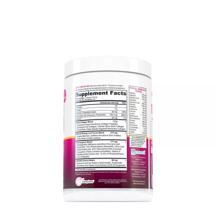 Vitauthority Multi Collagen Burn Energy, Formula Pentru Reducerea Celulitei Si Arderea Grasimilor Cu Aroma De Fructe Tropicale, 216 G