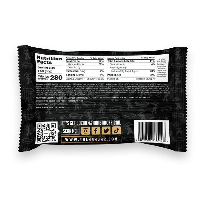 Anabar Protein Candy Bar - Peanut Butter, Baton Proteic Cu Aroma De Bomboane Cu Unt De Arahide , 68 G