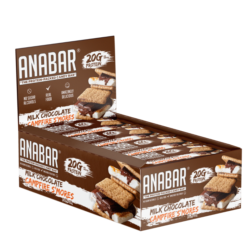 Anabar Protein Candy Bar - S'mores, Baton Proteic Cu Aroma De Ciocolata Cu Lapte Si Bezele , 65 G