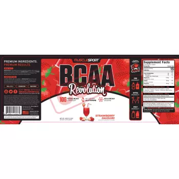 Musclesport Bcaa Revolution Strawberry Daiquiri Flavor, Aminoacizi Cu Aroma De Capsuni, 450g