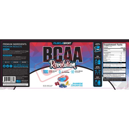 Musclesport Bcaa Revolution Rainbow Italian Ice Flavor, Aminoacizi Cu Aroma De Desert Italian, 450g
