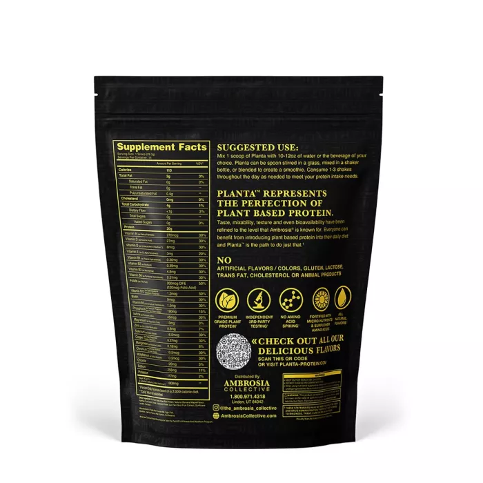 Ambrosia Collective Planta Plant Protein, Proteina Vegana Cu Aroma De French Toast Cu Banane Si Sirop De Artar, 410.2 G
