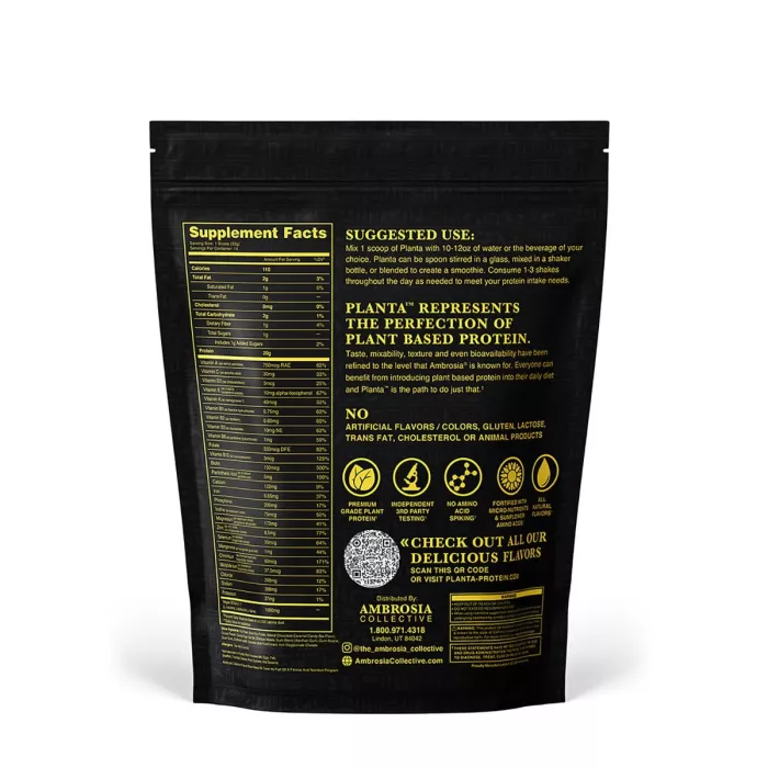 Ambrosia Collective Planta Plant Protein, Proteina Vegana Cu Aroma De Baton De Ciocolata Cu Caramel, 410.2 G