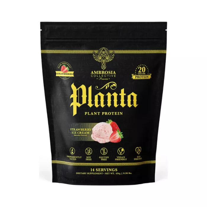 Ambrosia Collective Planta Plant Protein, Proteina Vegana Cu Aroma De Inghetata De Capsuni, 434 G