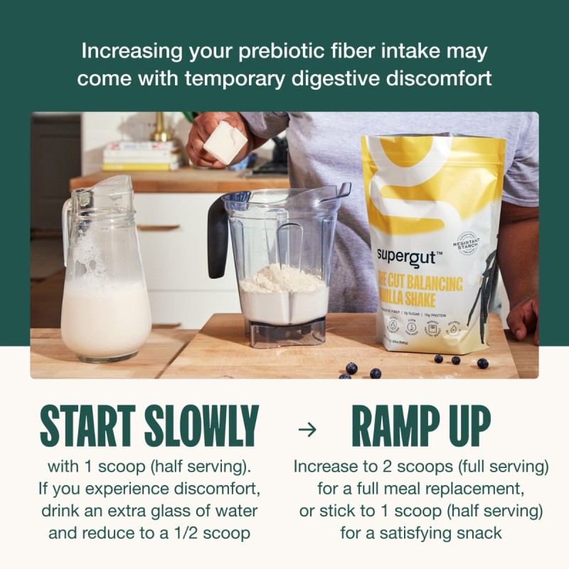Supergut The Gut Healthy Prebiotic Shake Vanilla Flavor, Shake Proteic Cu Prebiotice , Cu Aroma De Vanilie, 742 G