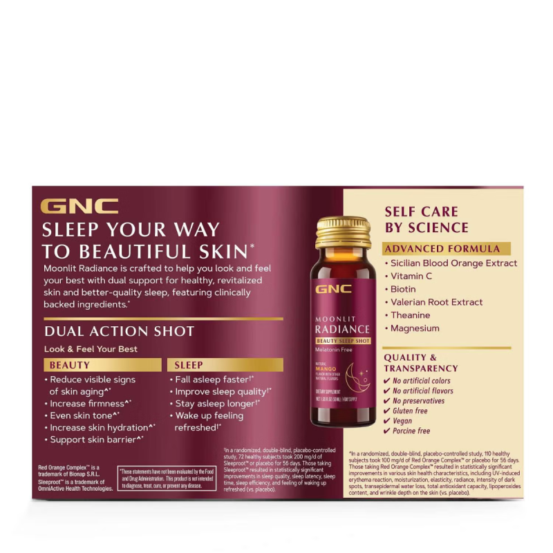 Gnc Moonlit Radiance Beauty Sleep Shot With Mango Flavor, Shot Pentru Frumusete Si Somn Cu Aroma De Mango, 50 Ml