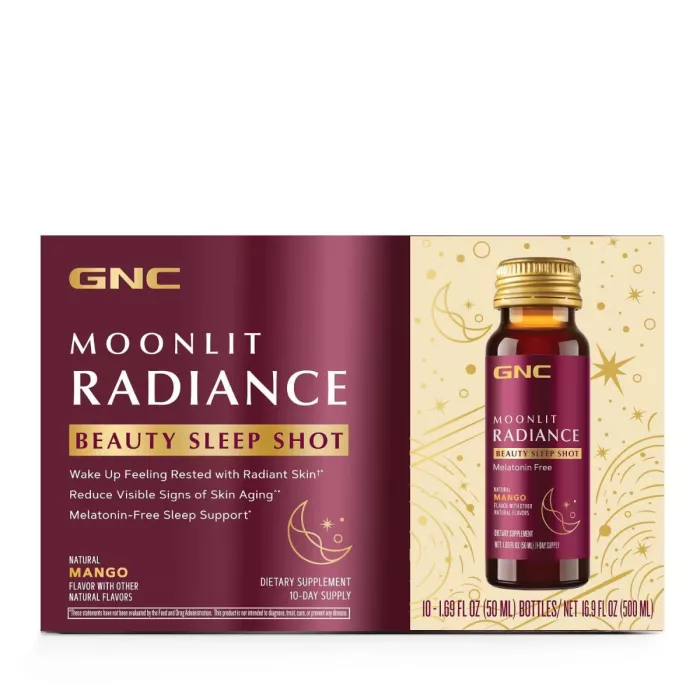Gnc Moonlit Radiance Beauty Sleep Shot With Mango Flavor, Shot Pentru Frumusete Si Somn Cu Aroma De Mango, 50 Ml