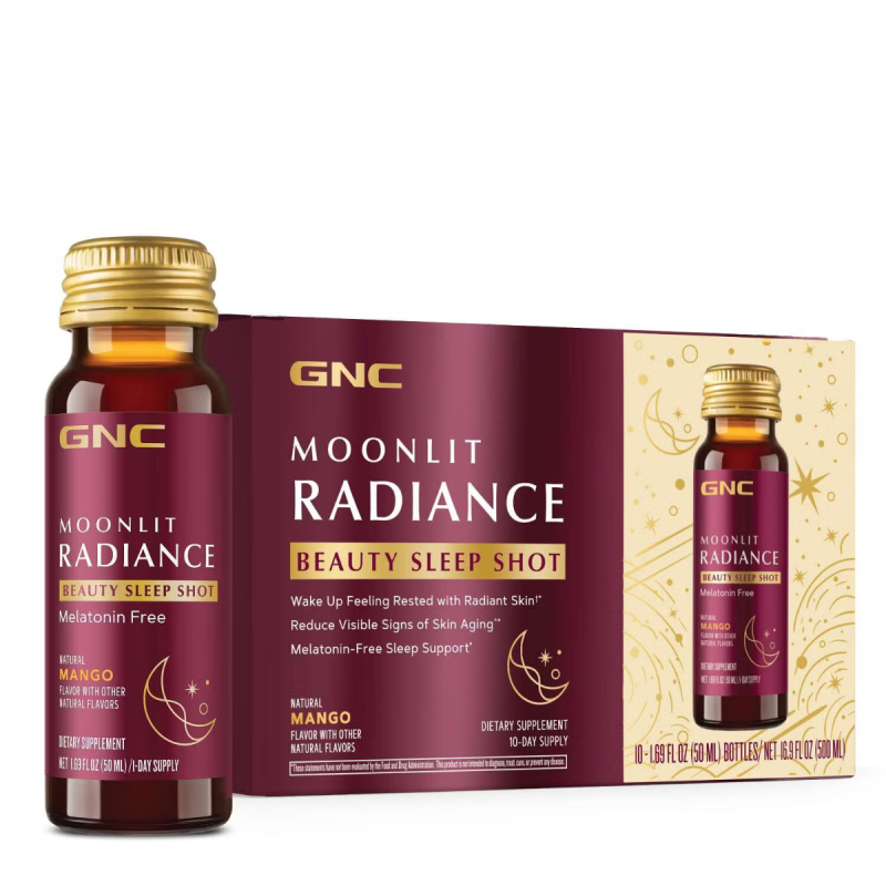Gnc Moonlit Radiance Beauty Sleep Shot With Mango Flavor, Shot Pentru Frumusete Si Somn Cu Aroma De Mango, 50 Ml