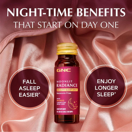 Gnc Moonlit Radiance Beauty Sleep Shot With Mango Flavor, Shot Pentru Frumusete Si Somn Cu Aroma De Mango, 50 Ml