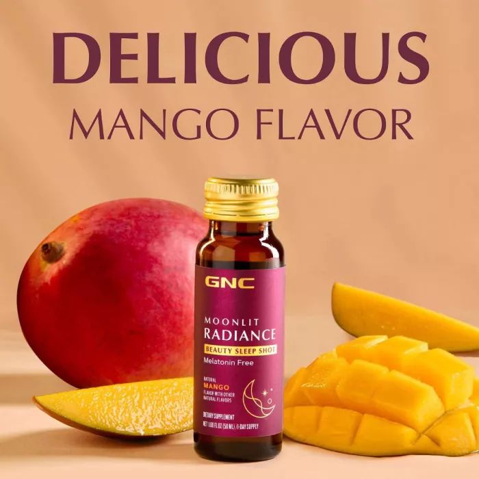 Gnc Moonlit Radiance Beauty Sleep Shot With Mango Flavor, Shot Pentru Frumusete Si Somn Cu Aroma De Mango, 50 Ml