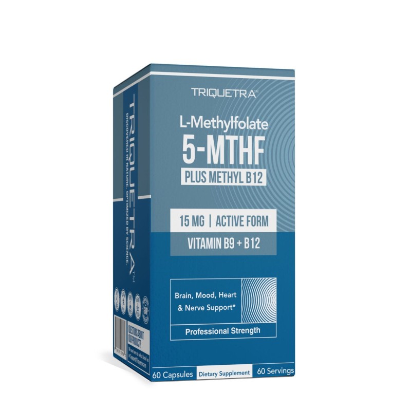 Triquetra L-methylfolate 5-mthf, Forma Bioactiva A Acidului Folic Pentru Sustinerea Functiei Cognitive, A Energiei Celulare Si A Sistemului Nervos, 60 Cps