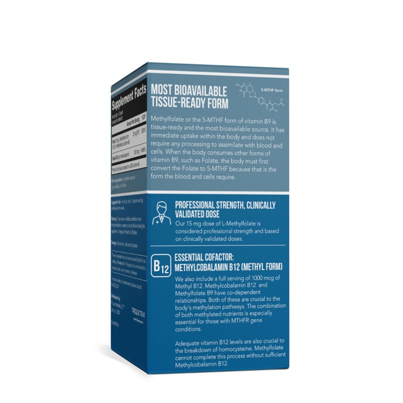 Triquetra L-methylfolate 5-mthf, Forma Bioactiva A Acidului Folic Pentru Sustinerea Functiei Cognitive, A Energiei Celulare Si A Sistemului Nervos, 60 Cps