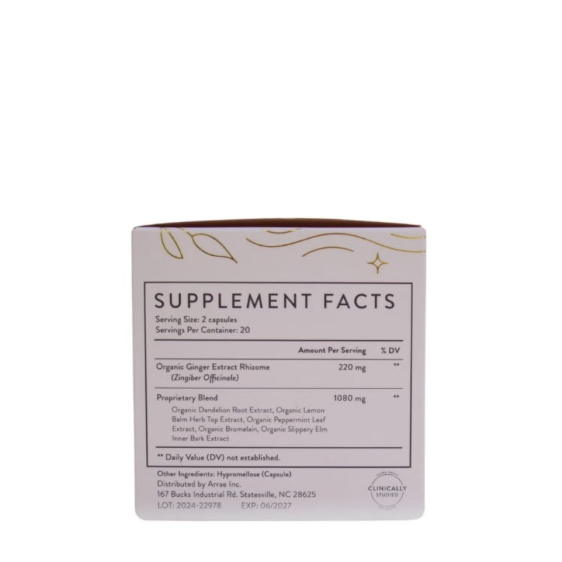 Arrae Bloat Digestive Support, Suport Natural Pentru Digestie Usoara Si Confort Abdominal, 40 Cps