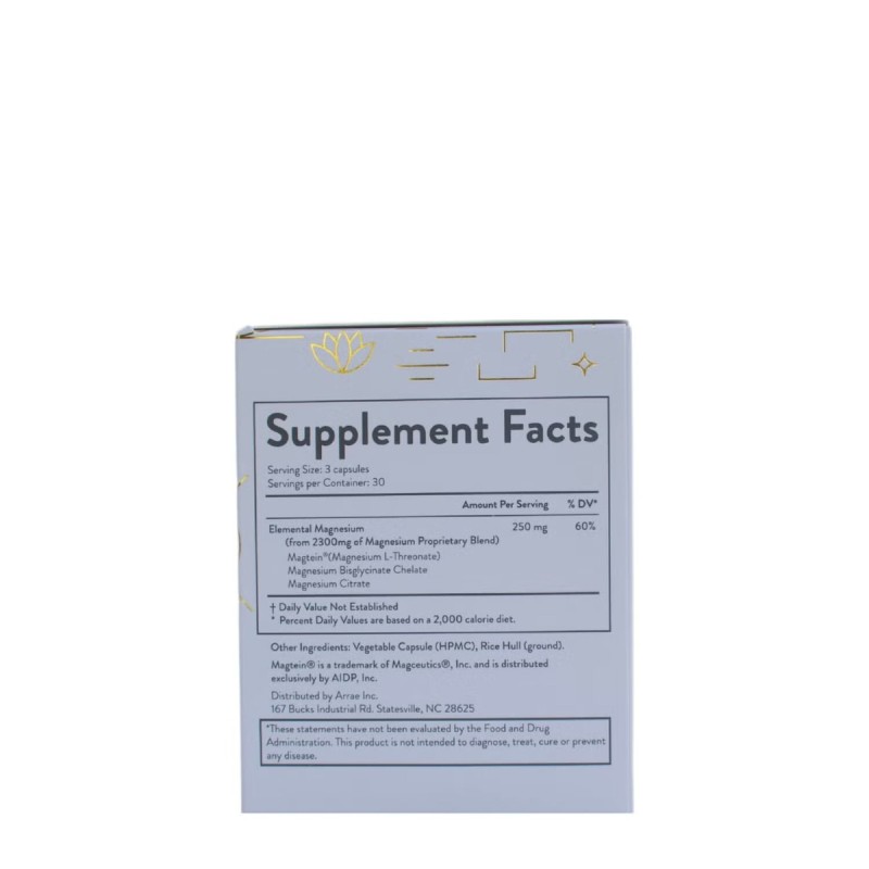 Arrae Magnesium L-threonate, Combinatie Tripla De Magneziu Pentru Relaxare Si Suport Cognitiv, 90 Cps