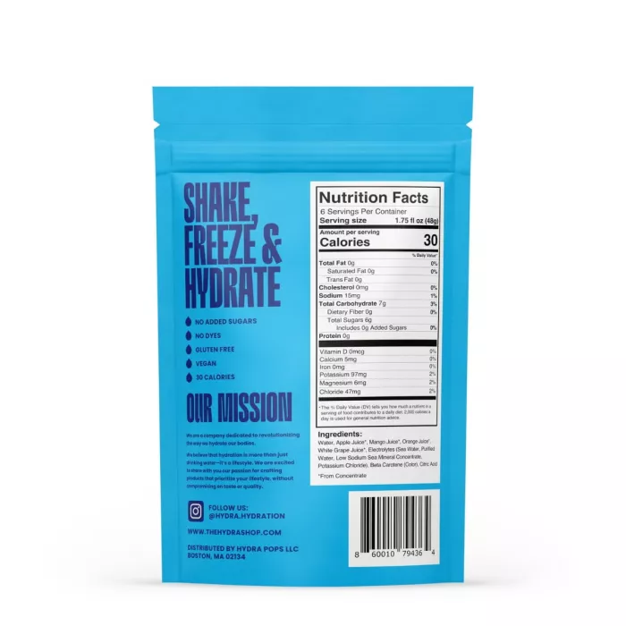 Hydra Pops Electrolyte Popsicles, Electroliti Zero Zahar Cu Gust De Portocale Si Mango, 288 G Hydra Pops Electrolyte Popsicles, Electroliti Zero Zahar Cu Gust De Portocale Si Mango, 288 G