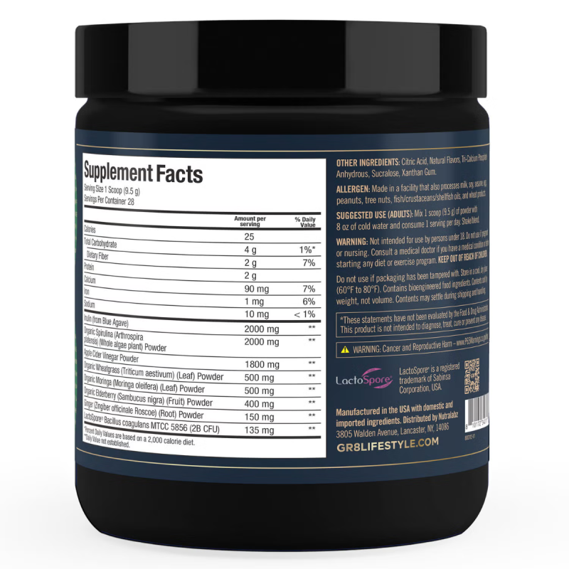 Gr8 Lifestyle Activ8 Immunity + Gut Health, Formula Complexa Pentru Digestie, Imunitate Si Vitalitate, 266 G