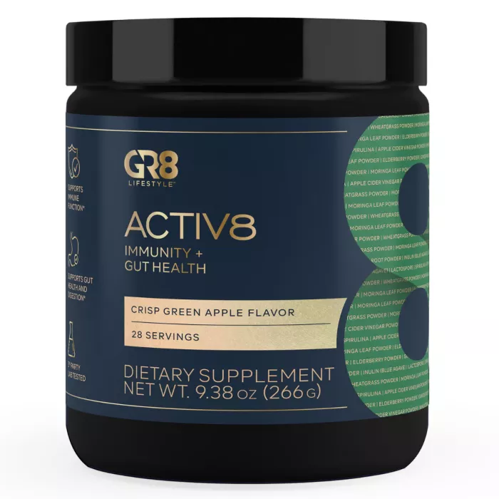 Gr8 Lifestyle Activ8 Immunity + Gut Health, Formula Complexa Pentru Digestie, Imunitate Si Vitalitate, 266 G