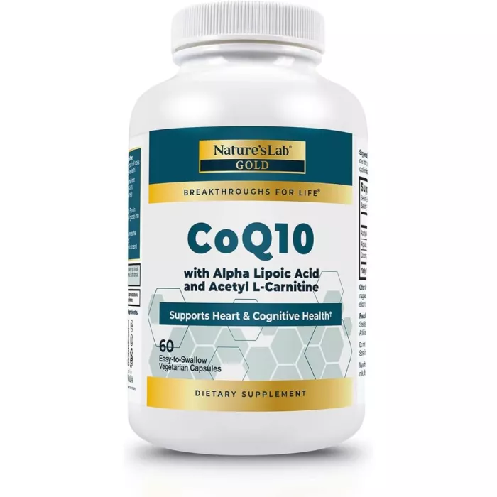 Nature's Lab Coq10 + Alpha Lipoic Acid + Acetyl L-carnitine Hcl, Formula Complexa Pentru Sustinerea Sanatatii Cardiovasculare, Functiei Cognitive Si Productiei Naturale De Energie, 60 Cps