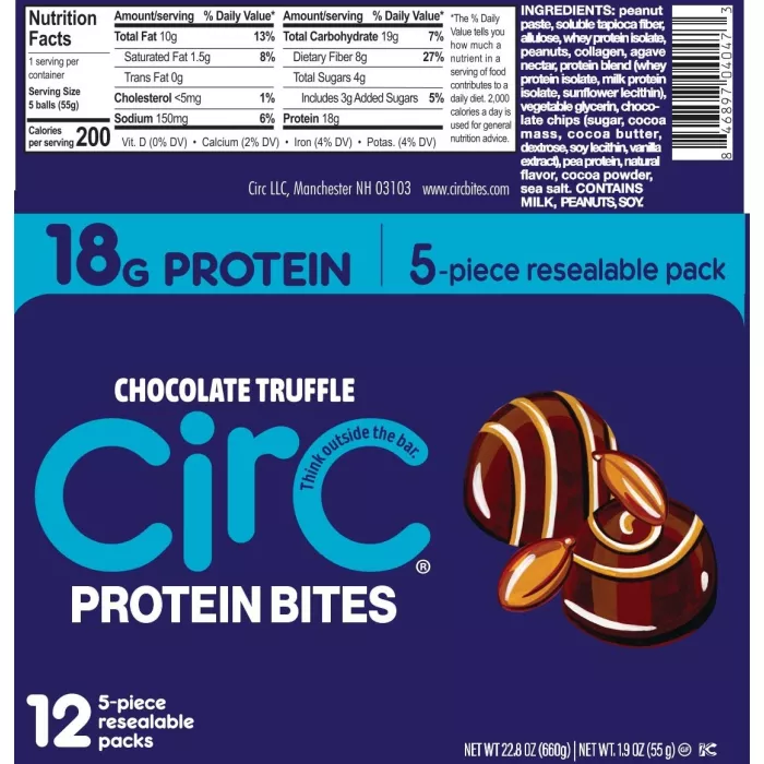 Circ Protein Bites, Gustare Proteica Cu Aroma De Trufe De Ciocolata, 55 G