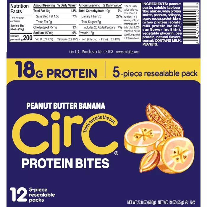 Circ Protein Bites Gustare Proteica Cu Aroma De Unt De Arahide Si Banane, 55 G