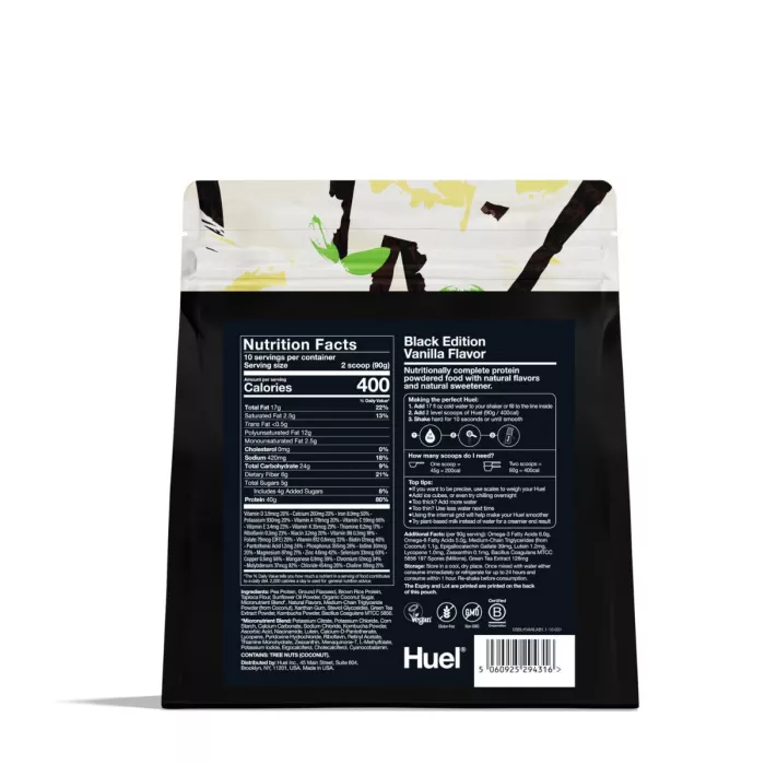 Huel Black Edition, High-protein Meal Powder, Masa Completa Cu Proteine Vegetale, Cu Aroma De Vanilie, 900 G Huel Black Edition, High-protein Meal Powder, Masa Completa Cu Proteine Vegetale, Cu Aroma De Vanilie, 900 G