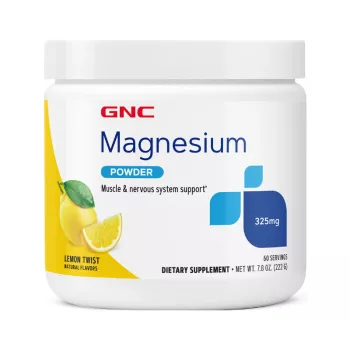 Gnc Magnesium Powder With Lemon Twist Flavor, Magneziu Pudra Cu Aroma Naturala De Lamaie, 222 G