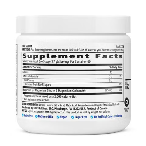 Gnc Magnesium Powder With Lemon Twist Flavor, Magneziu Pudra Cu Aroma Naturala De Lamaie, 222 G