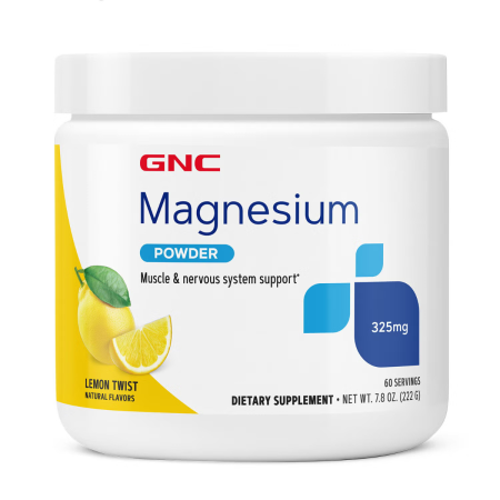 Gnc Magnesium Powder With Lemon Twist Flavor, Magneziu Pudra Cu Aroma Naturala De Lamaie, 222 G
