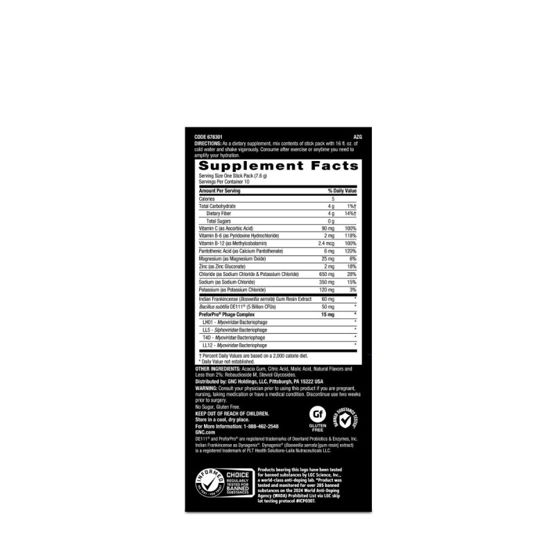 Gnc Amp Amplified Hydration, Electroliti Cu Aroma De Acai, Afine Si Rodie, 7.51 G